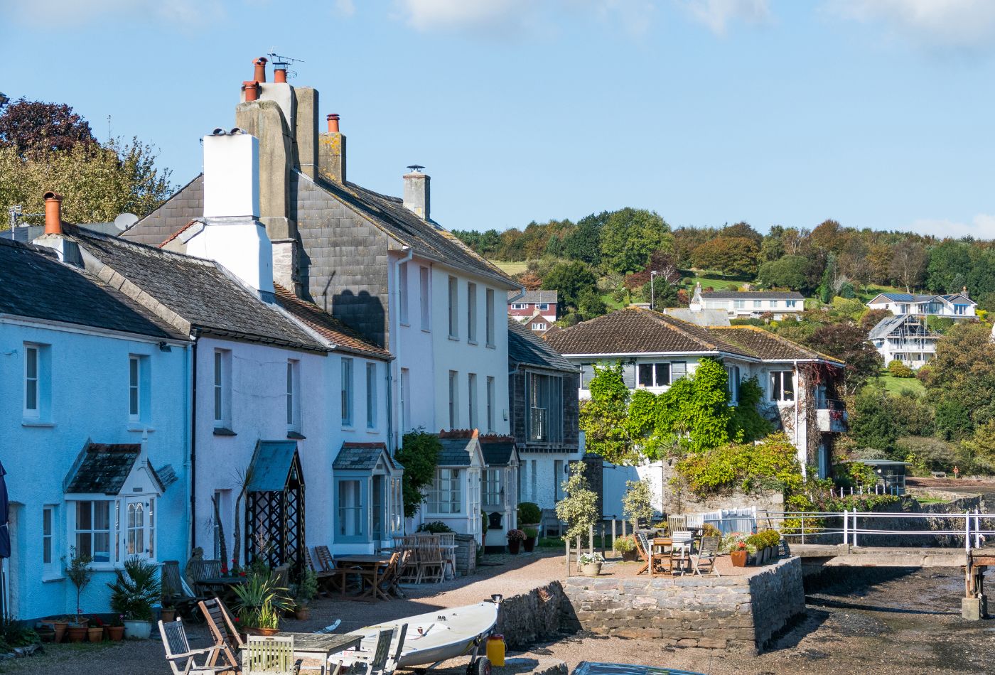 Houses along the harbourfront in Dittisham